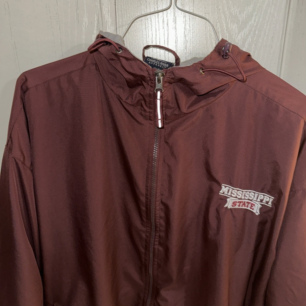 Charles River Apparel Men's Mississippi State Hooded Windbreak Jacket Medium